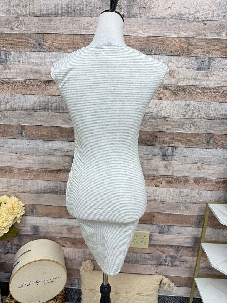 Athleta Grey & White Striped Tee Dress