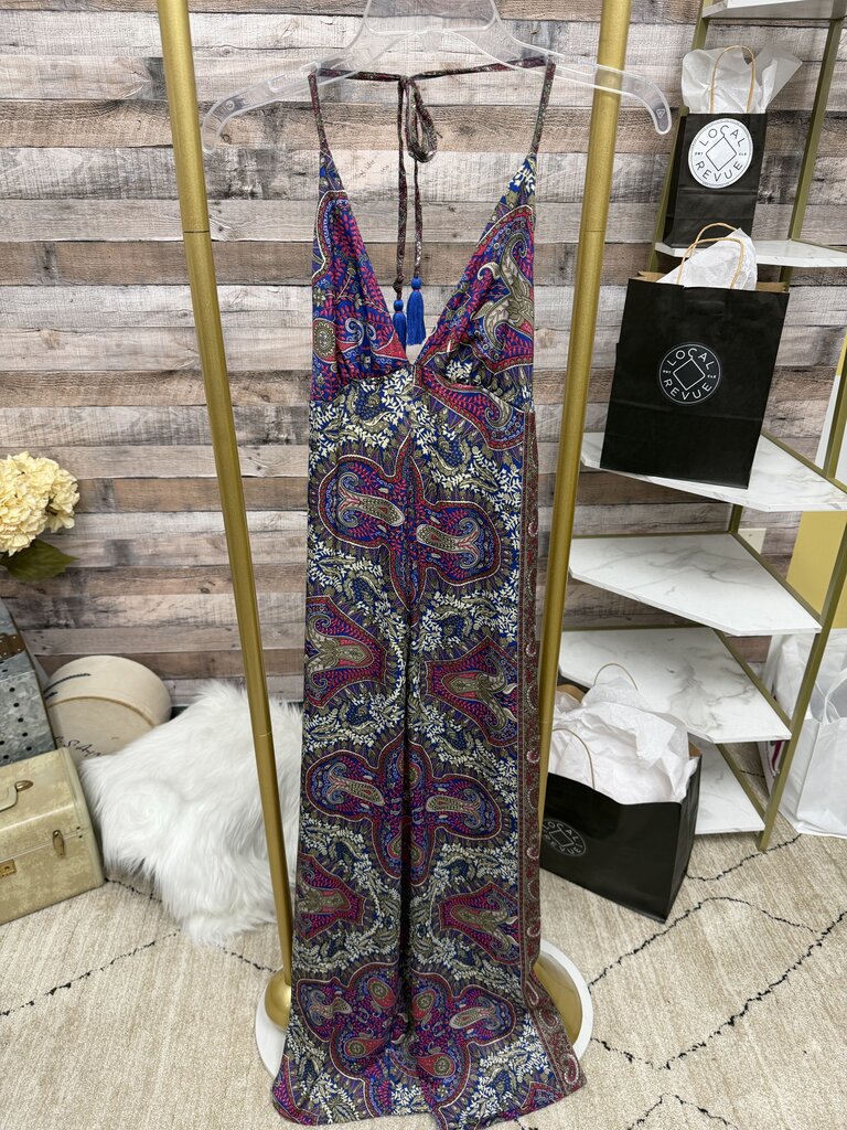 GOA Paris Collection Blue & Pink Halter Jumpsuit