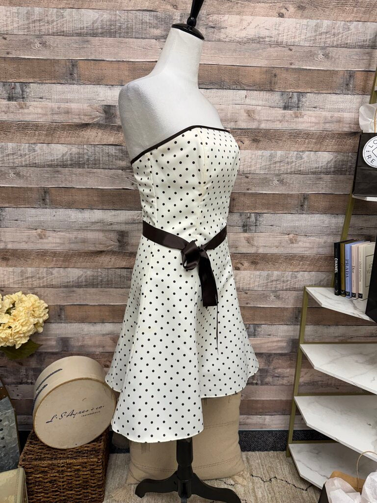 Jessica McClintock Gunne Sax Ivory w/Brown Polka Dot
