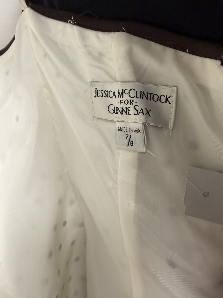Jessica McClintock Gunne Sax Ivory w/Brown Polka Dot