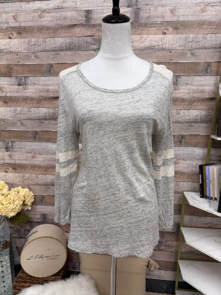 J Crew Grey Heathered Baseball Tee