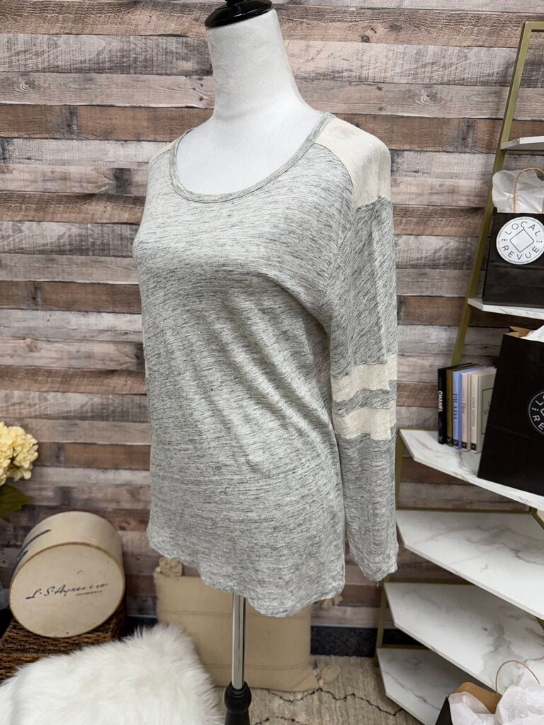J Crew Grey Heathered Baseball Tee