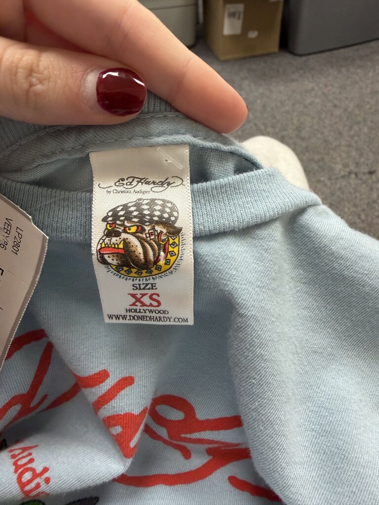 Ed Hardy Lt Blue Eternal Love Tee