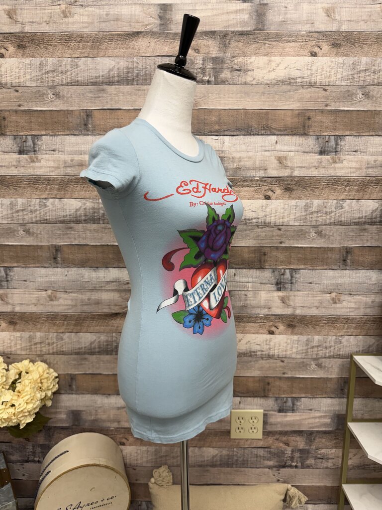 Ed Hardy Lt Blue Eternal Love Tee