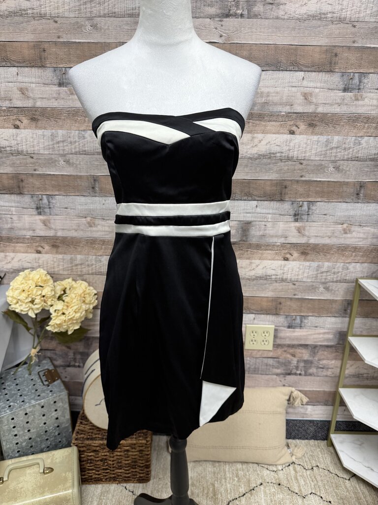 Teeze Me Black & White Satin Dress