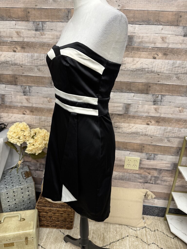 Teeze Me Black & White Satin Dress