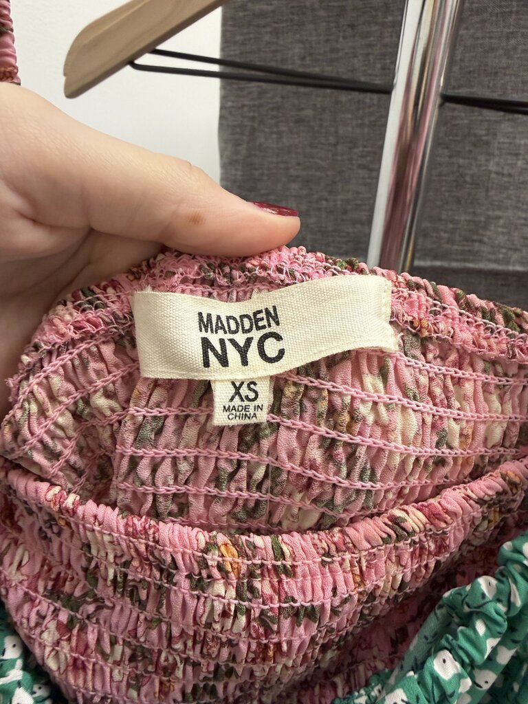 Madden NYC Pink Floral Smocked Puff Sleeve Mini Dress