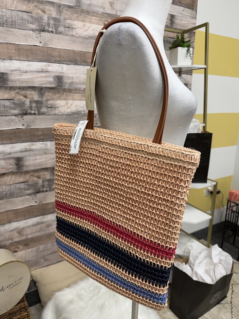 Universal Threads Co. Striped Woven Straw Tote Bag