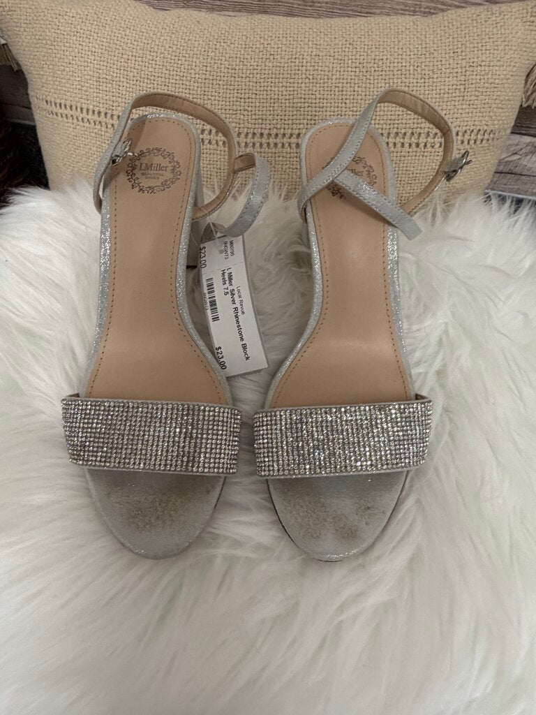 I. Miller Silver Rhinestone Block Heels
