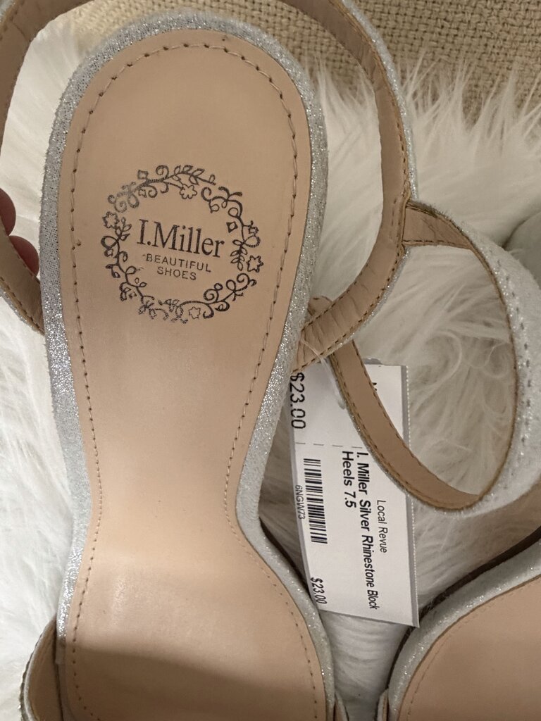 I. Miller Silver Rhinestone Block Heels