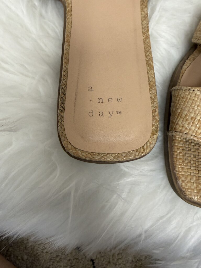 A New Day Raffia Woven Slide Sandals