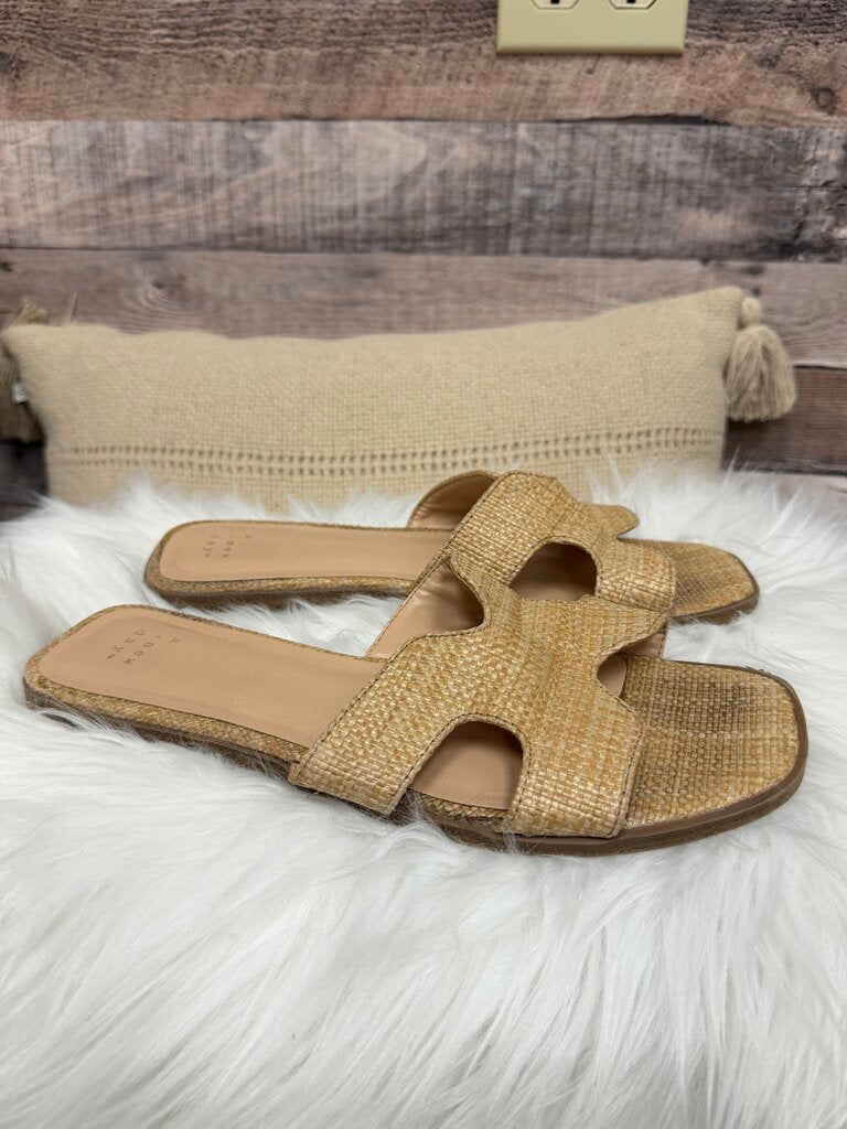 A New Day Raffia Woven Slide Sandals