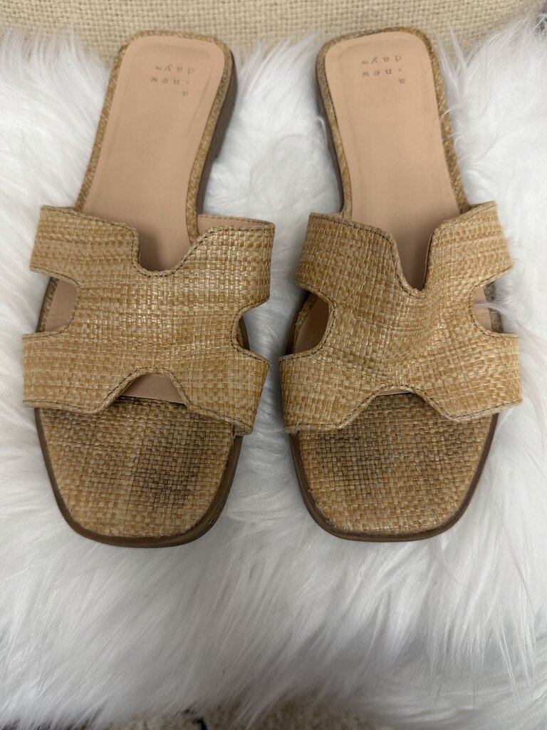 A New Day Raffia Woven Slide Sandals