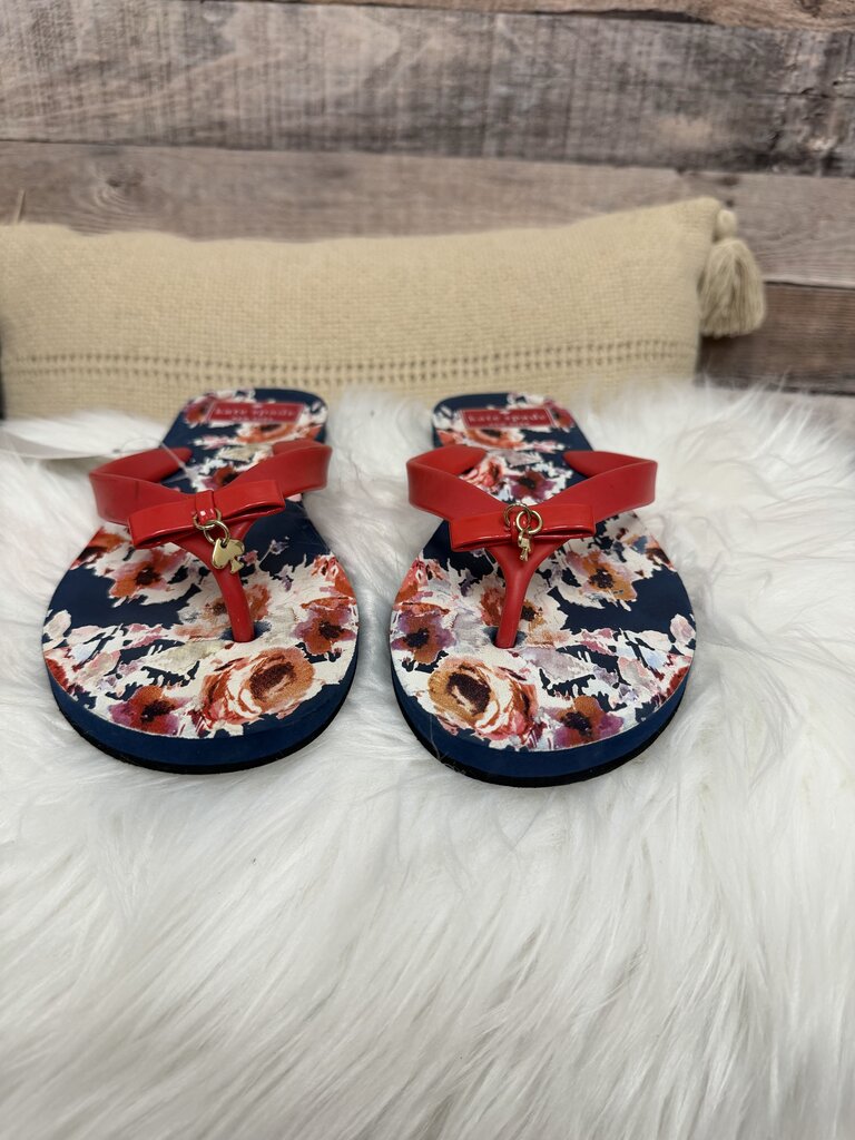 Kate Spade Navy & Coral Floral Patterned Sandals