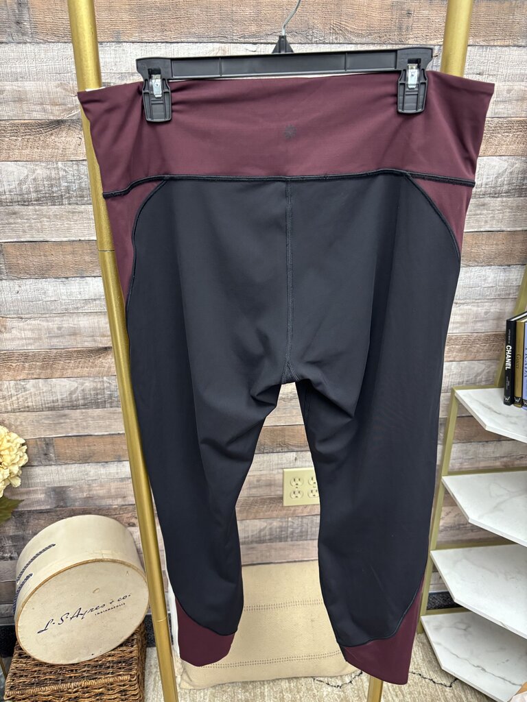 Athleta Black & Burgundy Colorblock Leggings