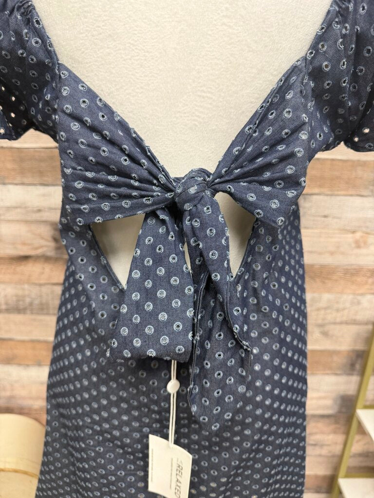 NWT LA Relaxed Chambray Polka Dot Eyelet