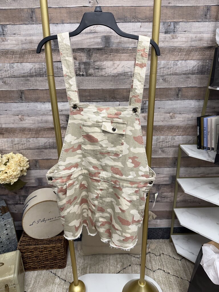 NWT Anthropologie Cream Camo Print Overalls
