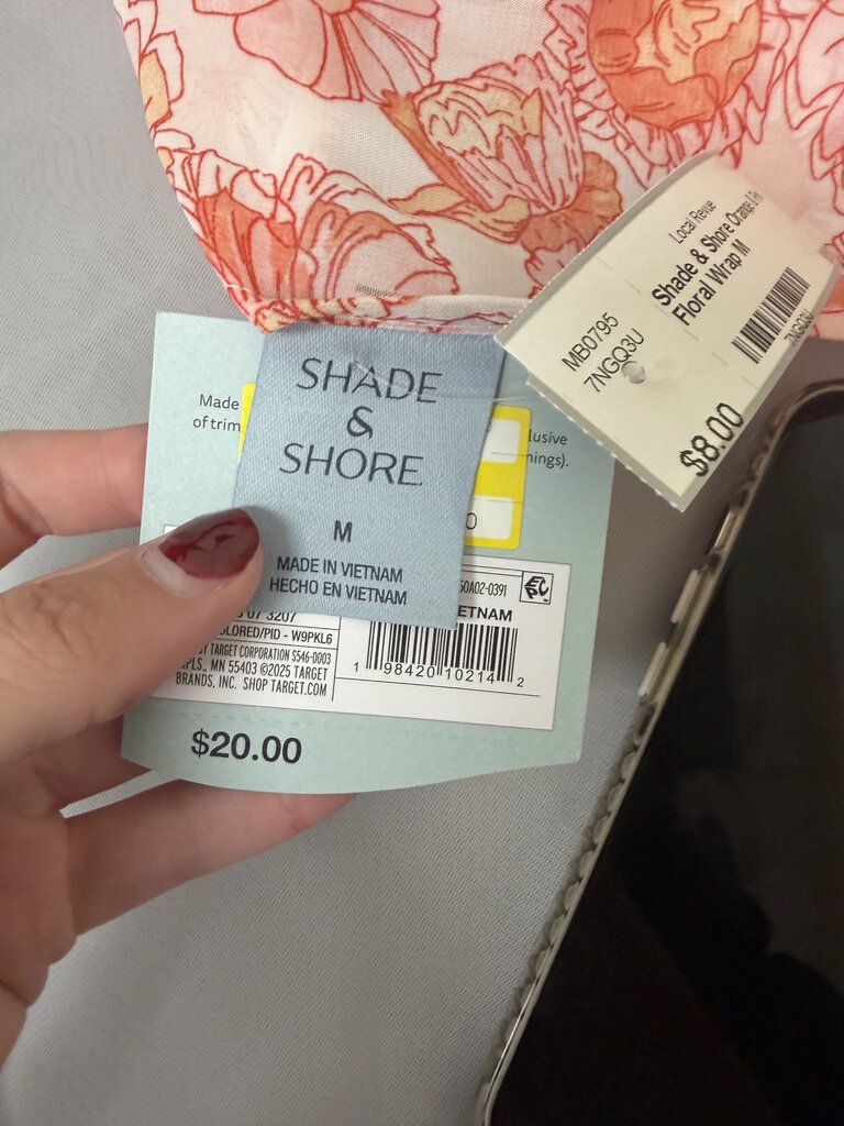 Shade & Shore Orange & Pink Floral Wrap