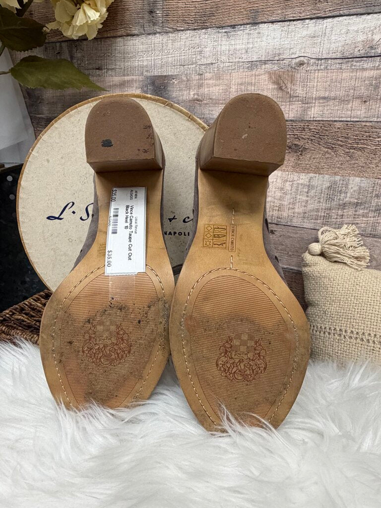 Vince Camuto Taupe Cut Out Black Heel