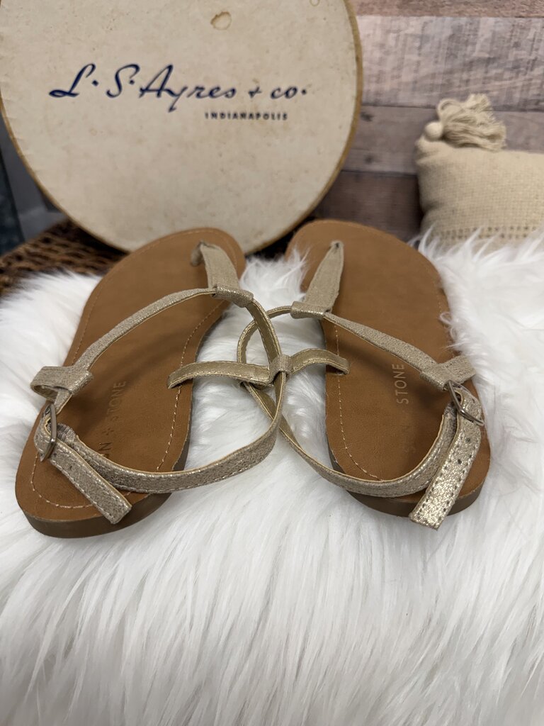 Sun & Stone Gold Metallic T-Strap