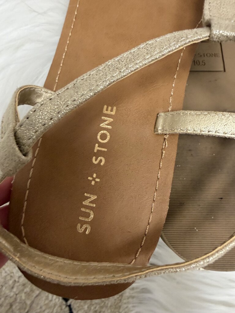 Sun & Stone Gold Metallic T-Strap