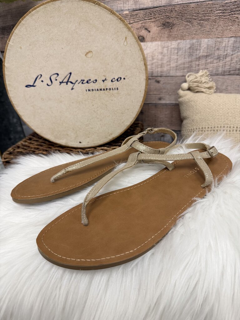 Sun & Stone Gold Metallic T-Strap