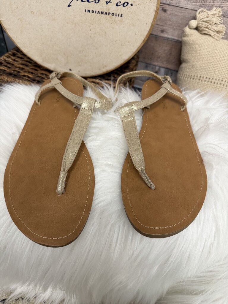Sun & Stone Gold Metallic T-Strap