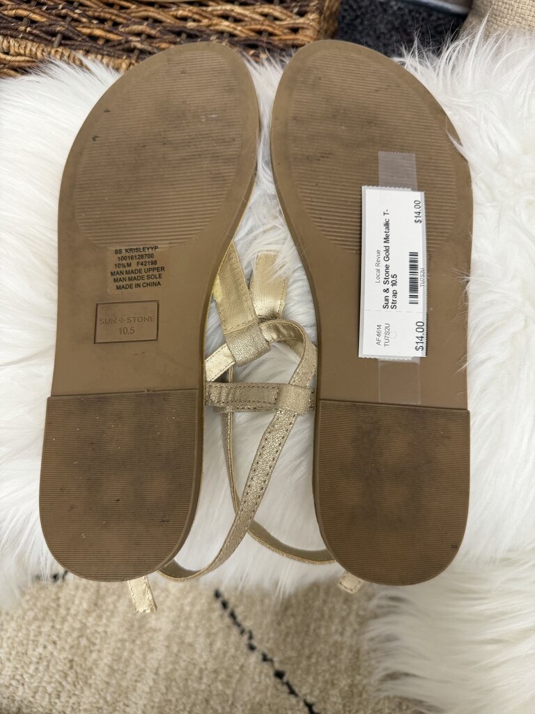 Sun & Stone Gold Metallic T-Strap