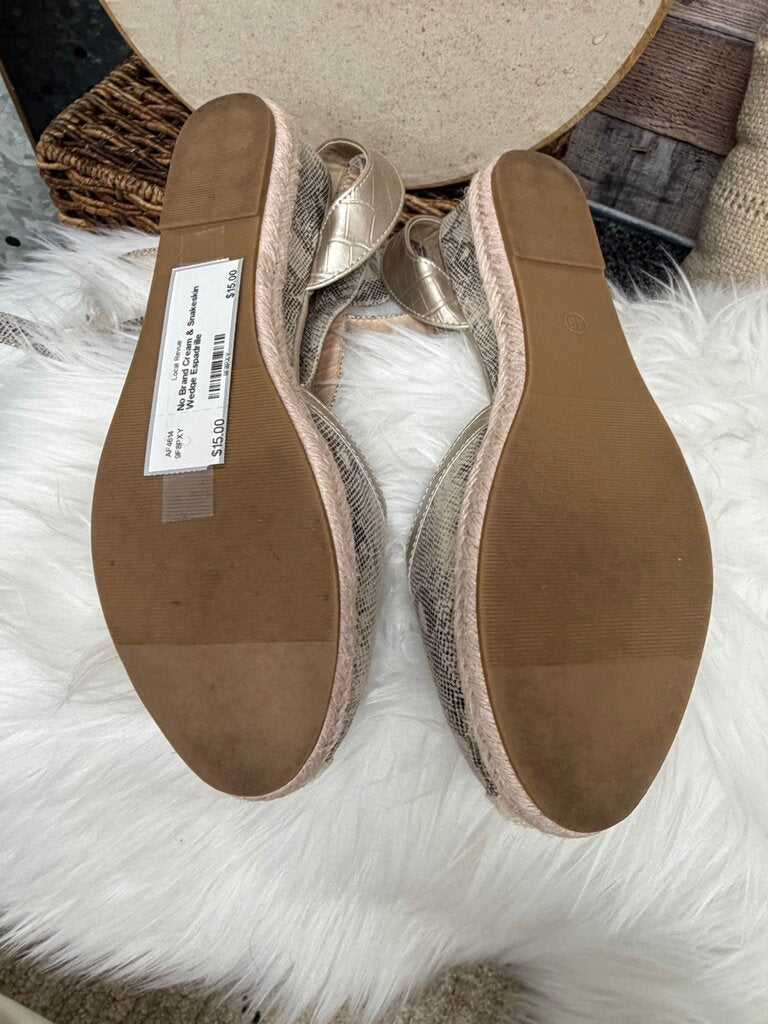 No Brand Cream & Snakeskin Wedge Espadrille