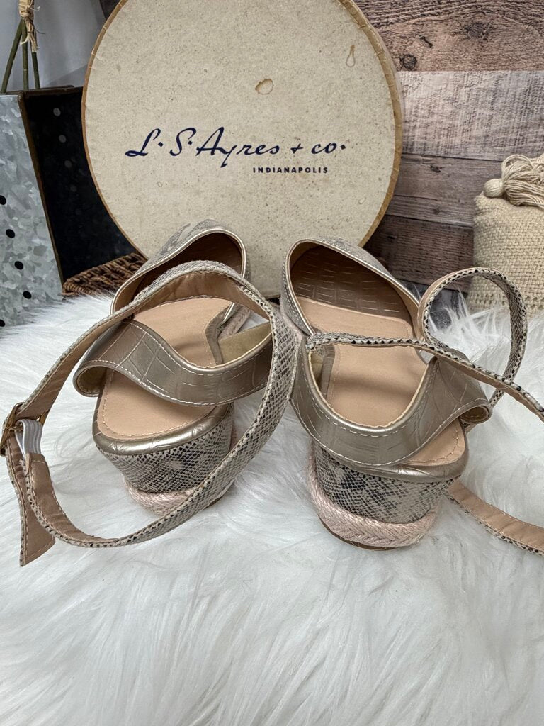 No Brand Cream & Snakeskin Wedge Espadrille