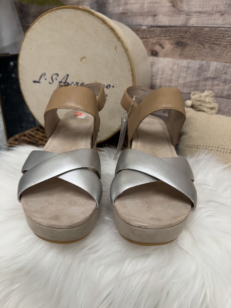 Dansko Tan & Silver Metallic Wedge