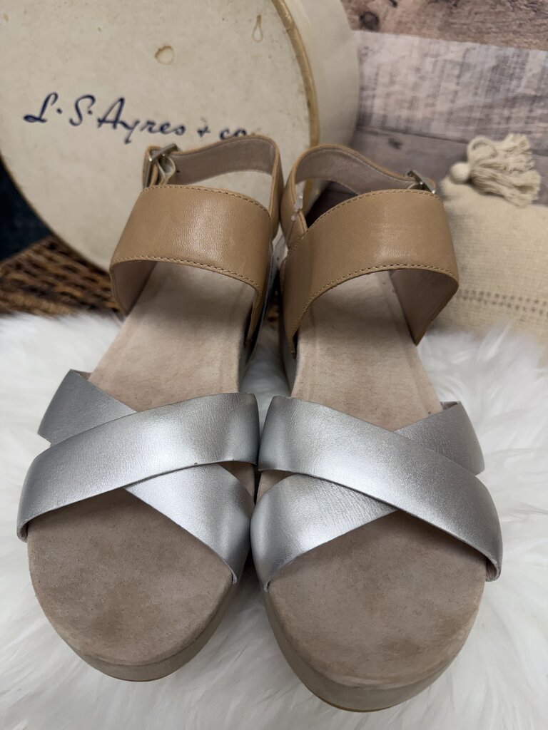 Dansko Tan & Silver Metallic Wedge