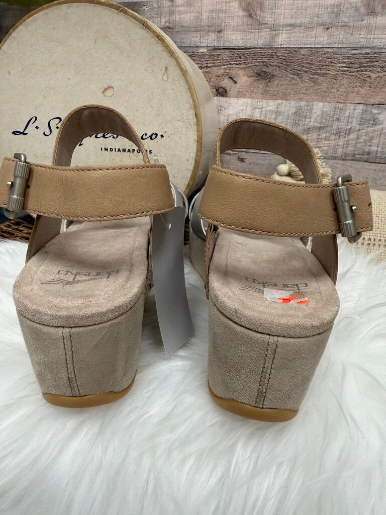 Dansko Tan & Silver Metallic Wedge