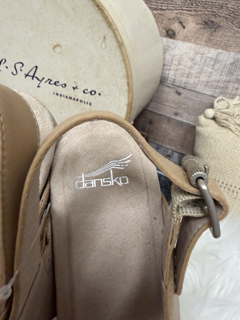 Dansko Tan & Silver Metallic Wedge
