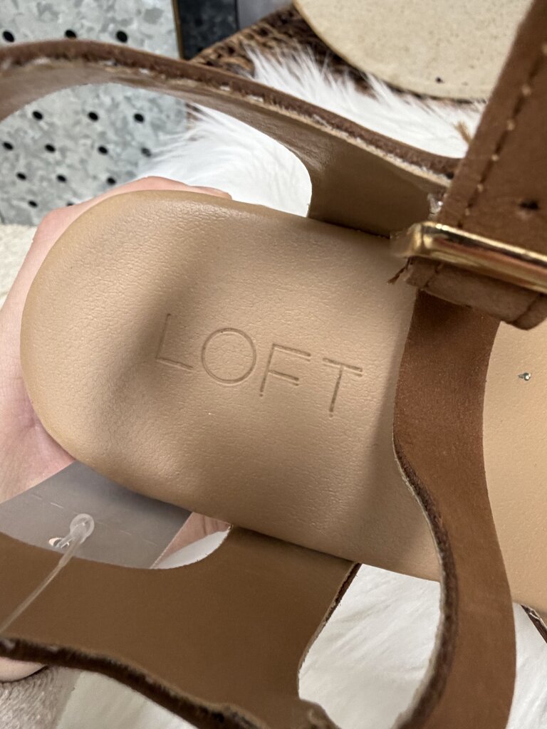 Loft Tan Leather Wedge Clog Heel
