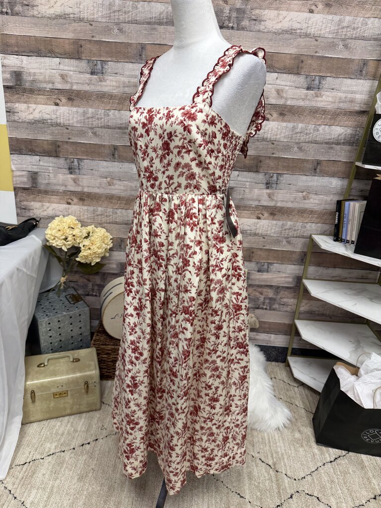 Tuckernuck Burgundy Bloom Floral Print Scalloped Straps