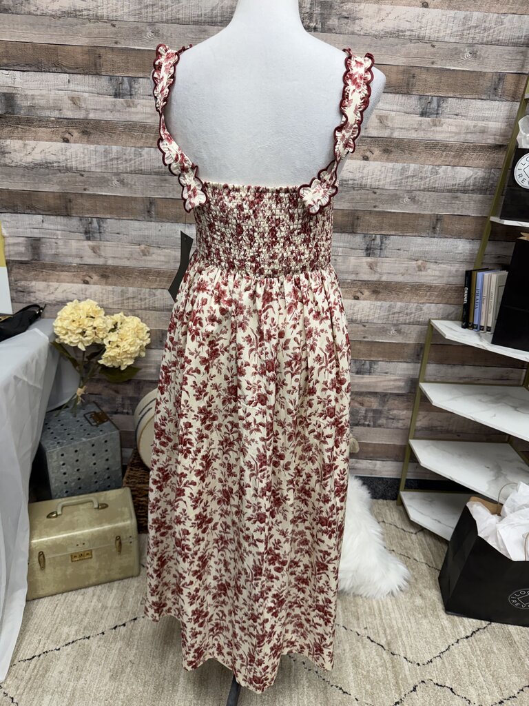 Tuckernuck Burgundy Bloom Floral Print Scalloped Straps