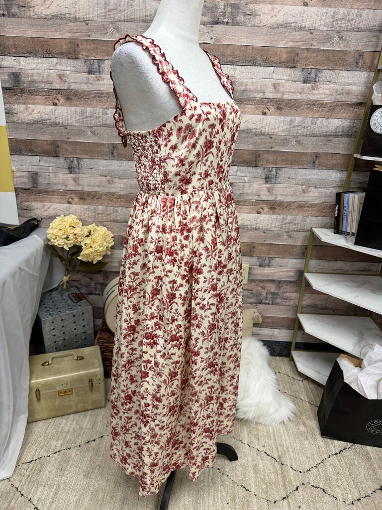 Tuckernuck Burgundy Bloom Floral Print Scalloped Straps