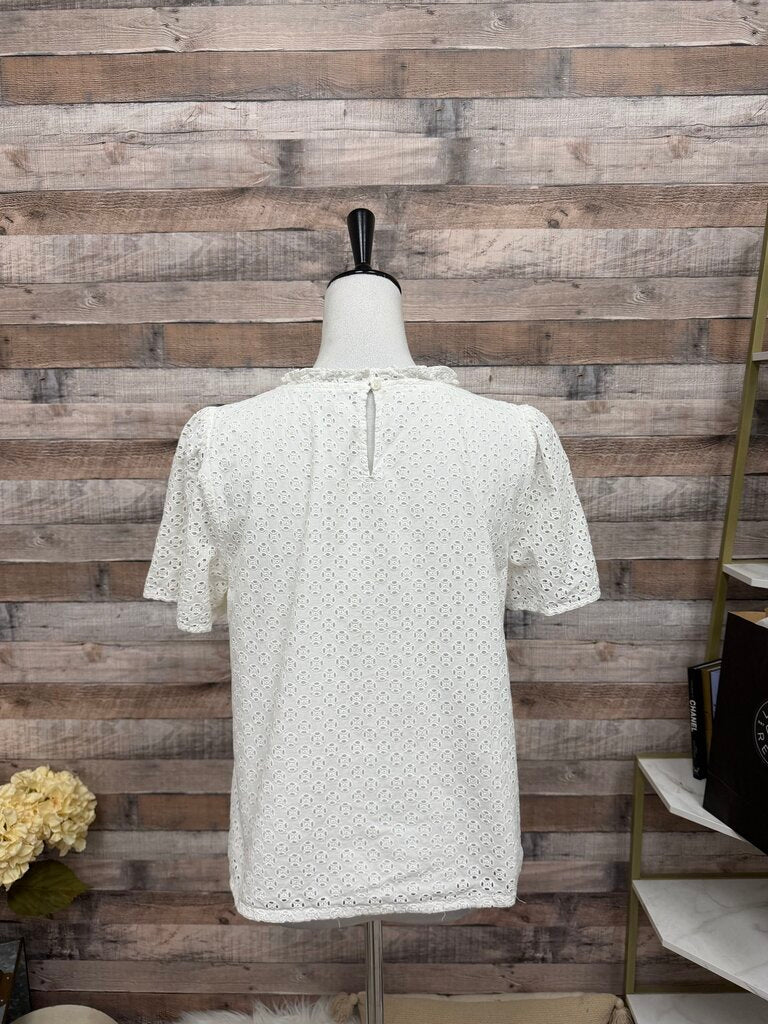 J. Crew White Eyelet Short-Sleeve Top