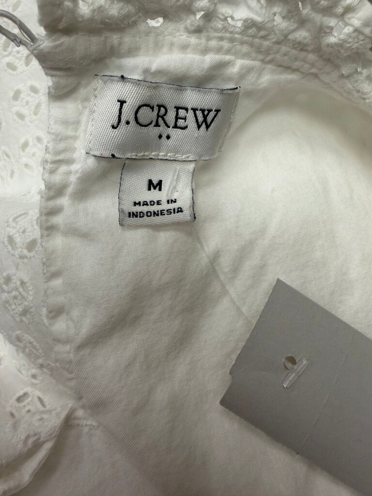 J. Crew White Eyelet Short-Sleeve Top