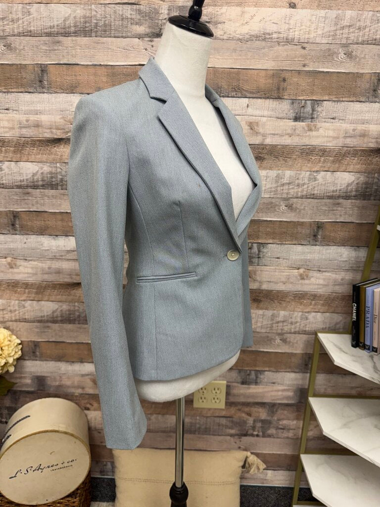 Express Light Blue Twill Single-Button Blazer