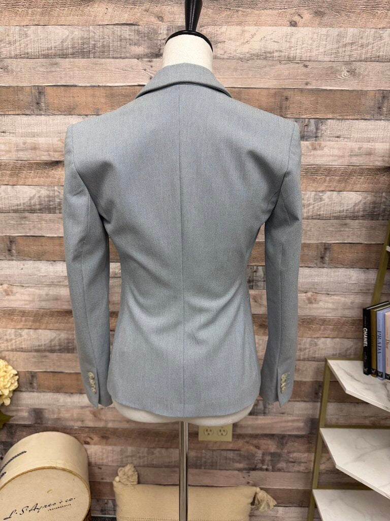 Express Light Blue Twill Single-Button Blazer