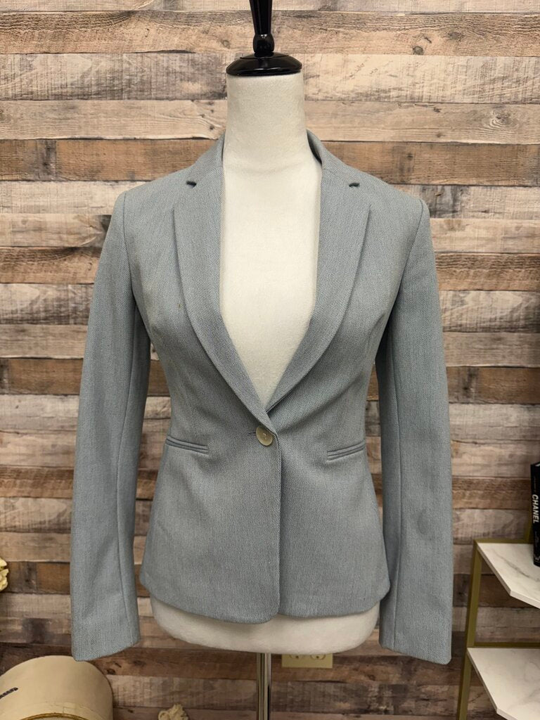Express Light Blue Twill Single-Button Blazer