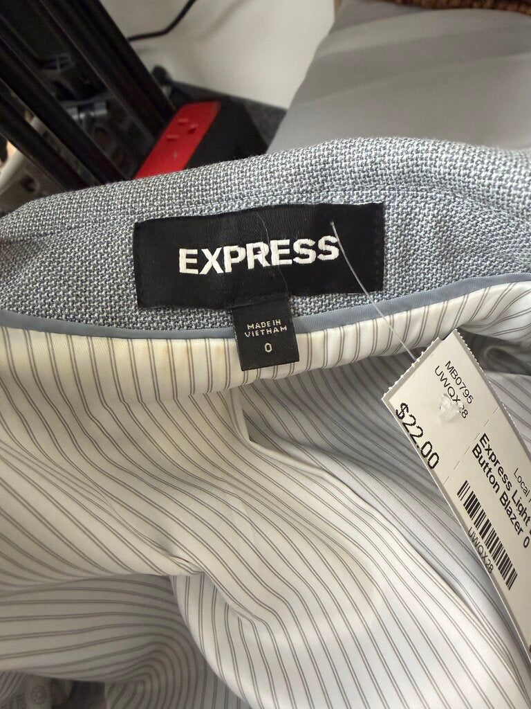 Express Light Blue Twill Single-Button Blazer