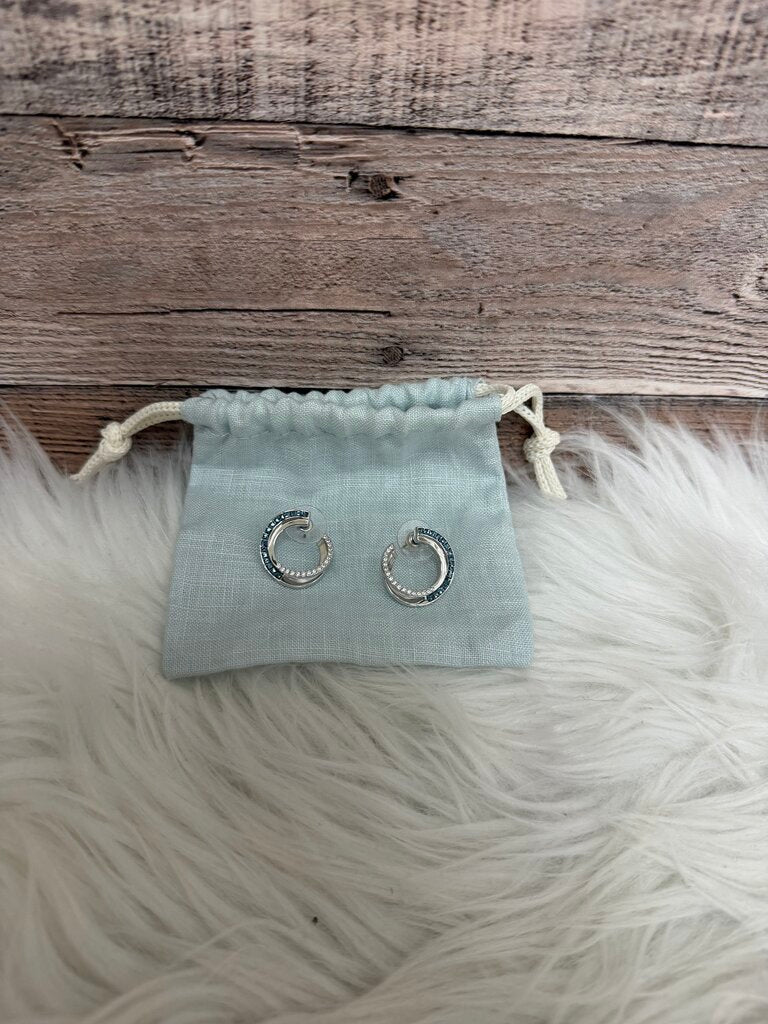 Swarovski Teal Rhodium Hoop Earrings