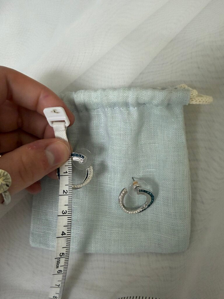 Swarovski Teal Rhodium Hoop Earrings