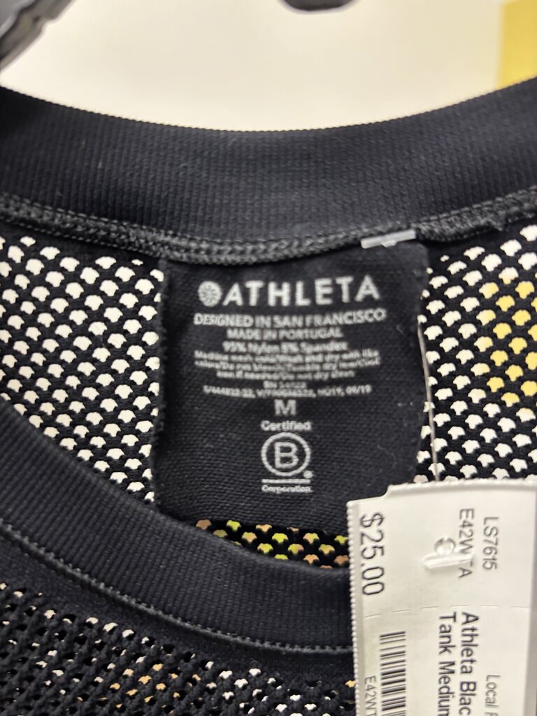 Athleta Black Sleeveless Mesh Tank