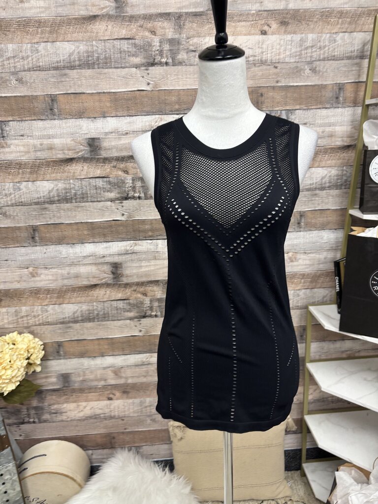 Athleta Black Sleeveless Mesh Tank