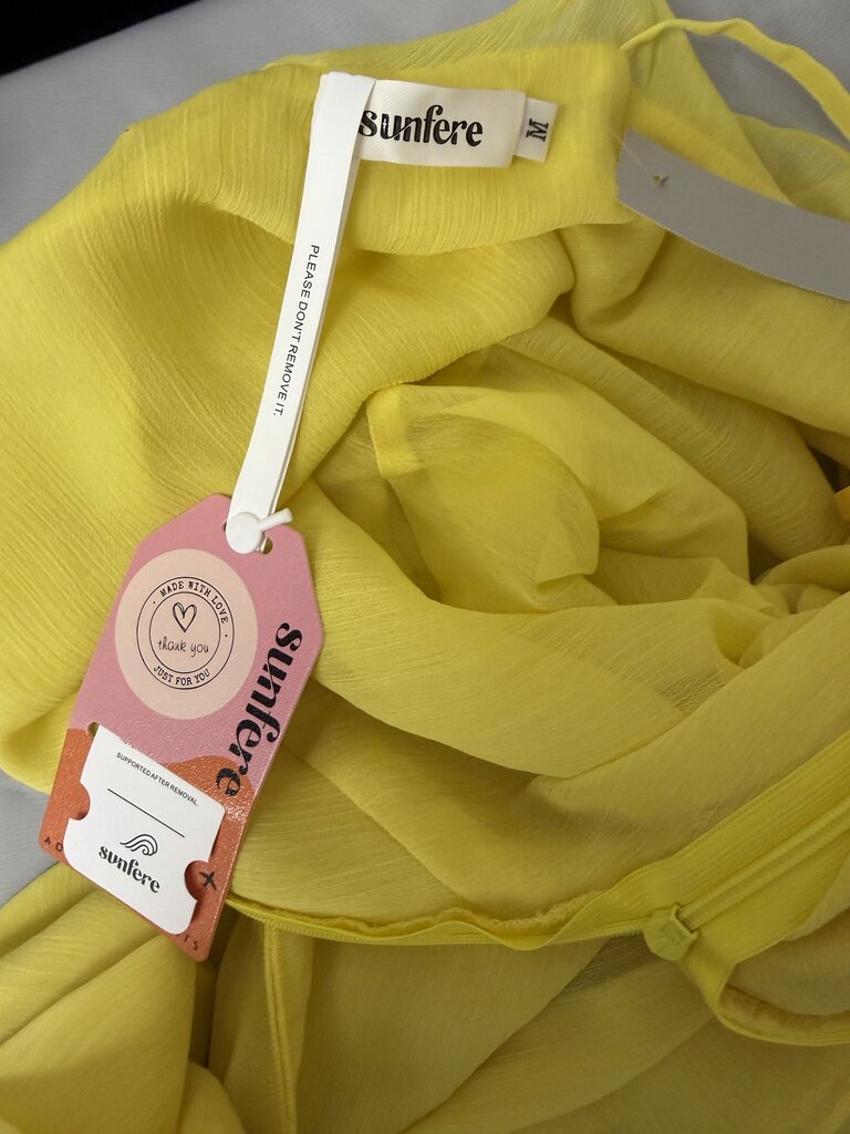 NWT Sunfere Yellow Chiffon Ruffle Maxi