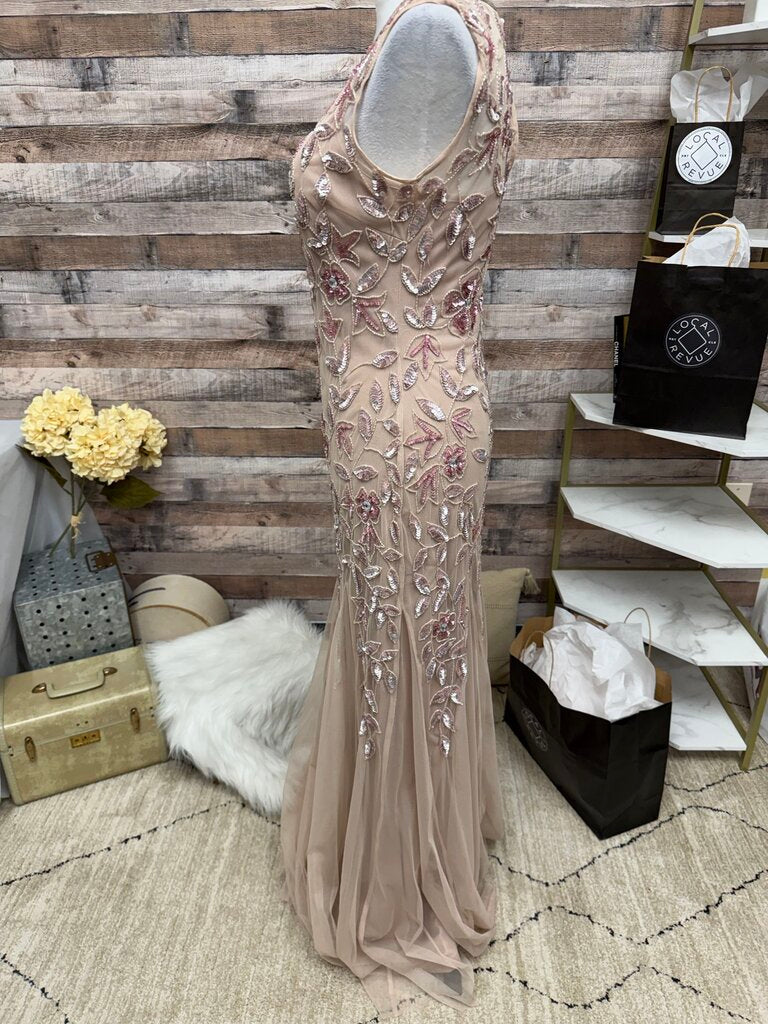 Adrianna Papell Rose Beaded & Tulle Dress